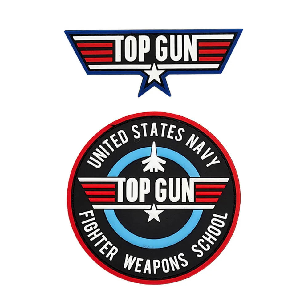 Description Picture 2 of itemTop Gun Pilot Badge Tactical Morale Badge American Flag PVC Hook and Loop Patches Backpack Decorative Sticker