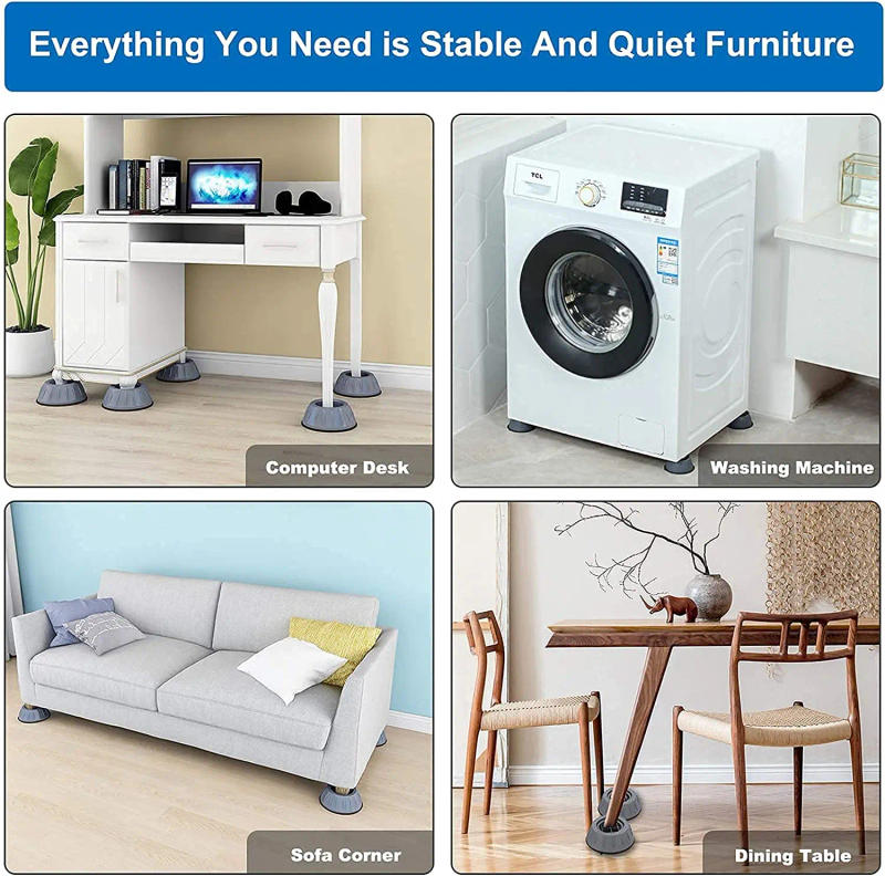 Description Picture 6 of item1/2/4PCS Anti Vibration Feet Pads Rubber Legs Slipstop Silent Skid Raiser Mat Washing Machine Support Dampers Stand Furniture