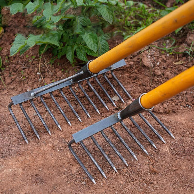 Description Picture 6 of itemHigh Carbon Steel Nail Rake Multifunctional 4/7/9/12 Teeth Garden Rake Labour-Saving Loose Soil Nail Rake Agricultural Tools