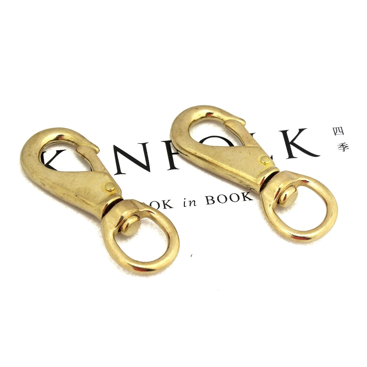 Description Picture 3 of item3pcs Solid Brass Swivel Eye Snap Hook Multi-use Boat Hook Fob Clip Horse Gear Marine Pet Rope Clips 6/8"