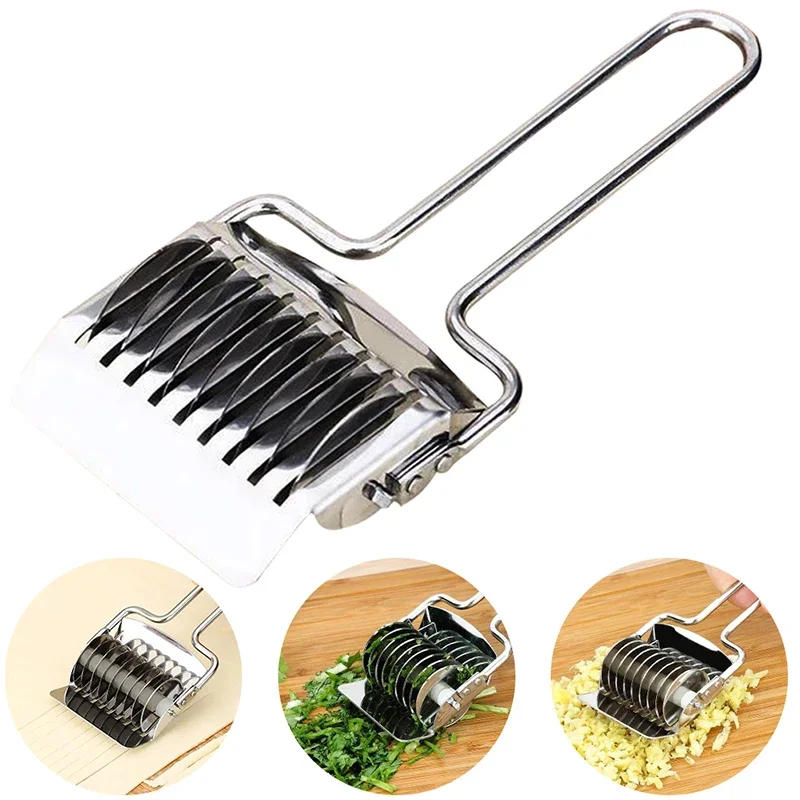 Description Picture 3 of itemStainless Steel Dough Lattice Roller Cutter Manual Multifunctional Noodle ShallotGarlic Roller Cutter Pizza Slicer Baking Tool