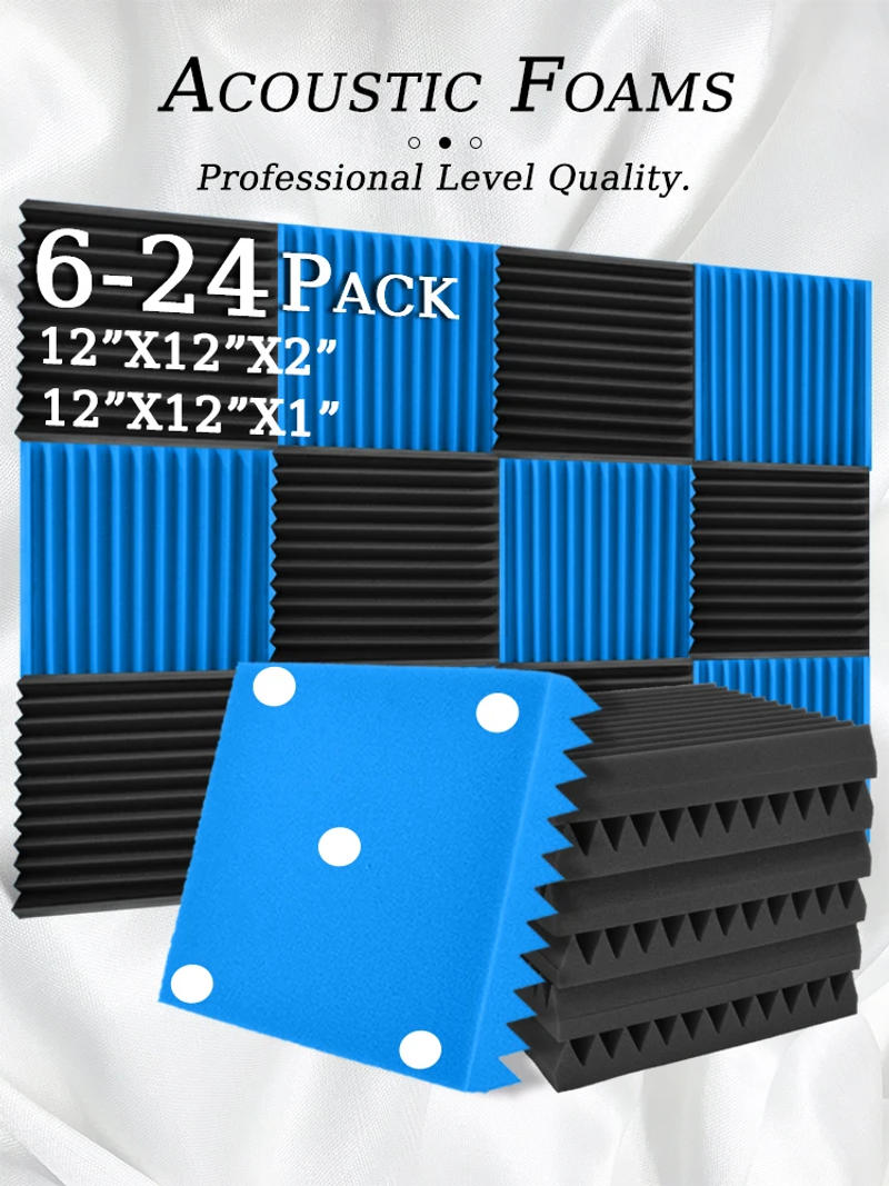 Description Picture 2 of itemTOUO 6/12/24 Pcs Acoustic Foam Fireproof Soundproofing Sponge Wall Soundproofing Studio Home Sound-Absorbing Soundproof Foam