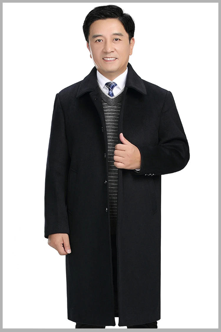 Description Picture 5 of item85% Cashmere Coat Men's Winter Knee Long Windbreaker 2024 New Clothing Men Business Casual Warm Woolen Jacket 15% Wool Coats FCY