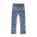 High Quality Luxury Blue Jeans Man Ripped Pants