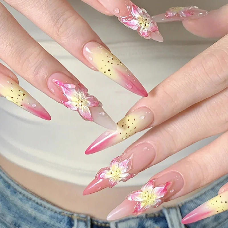 Description Picture 6 of item5D Sticker Lily Flower Nail Decals Jelly Nail Art Decorations Acrylic Adhesive Gel Sliders Summer Stickers Manicure Accessories