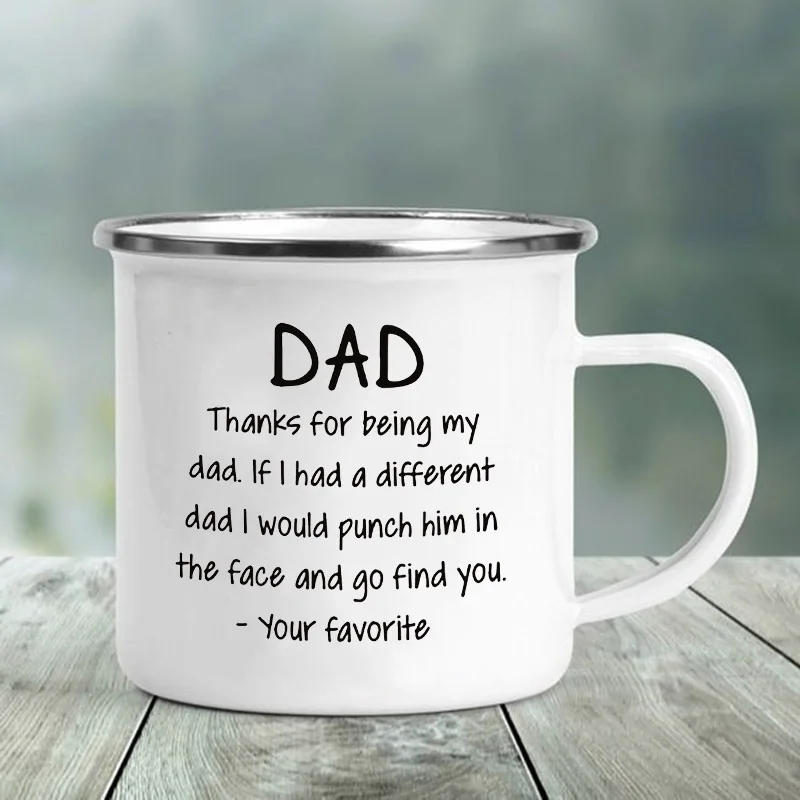 Description Picture 3 of itemBest Dad Print Funny Enamel Creative Coffee Cups Camping Mugs Handle Drinkware Vacation Mug The Best Father's Day Gifts for Men