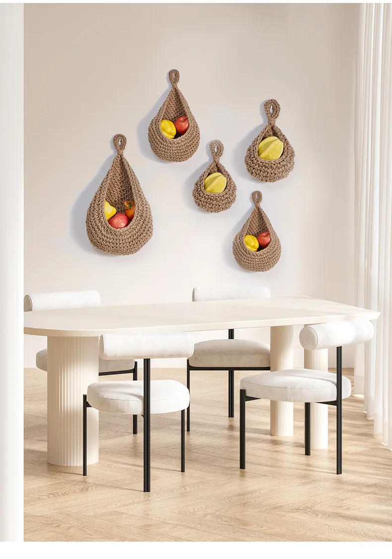 Description Picture 5 of itemHandwoven Hanging Wall Vegetable Fruit Basket Organizer Container Decor for Kitchen Garden Mount Wall Plant Flower Onion Storage