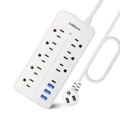 US Plug Multitap Power Strip wiht AC Outlet USB Port 5.3ft Extension Cord, Electrical Socket Home Surge Protector Network Filter