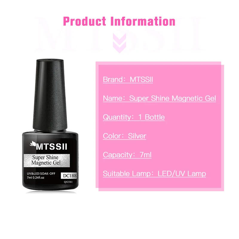 Description Picture 6 of item7ML Snowlight Cat Magnetic Gel Top Coat Super Shine Sliver Glitter Sparkling Effect Semi Permanent Soak Off Nail Art Gel Varnish