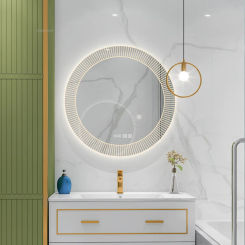 Modern Style Smart Bath Mirrors Wall Mounted Toilet Round Mirrors Home Bathroom Led Luminous Dressing Mirror with Touch Screen
