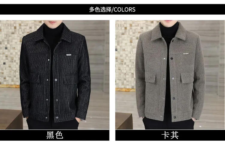 Description Picture 5 of itemHigh Quality Winter Woolen Jacket for Men Slim Fit Casual Business Overcoat Men Clothing Social Streetwear Wool Blends Coat 2023