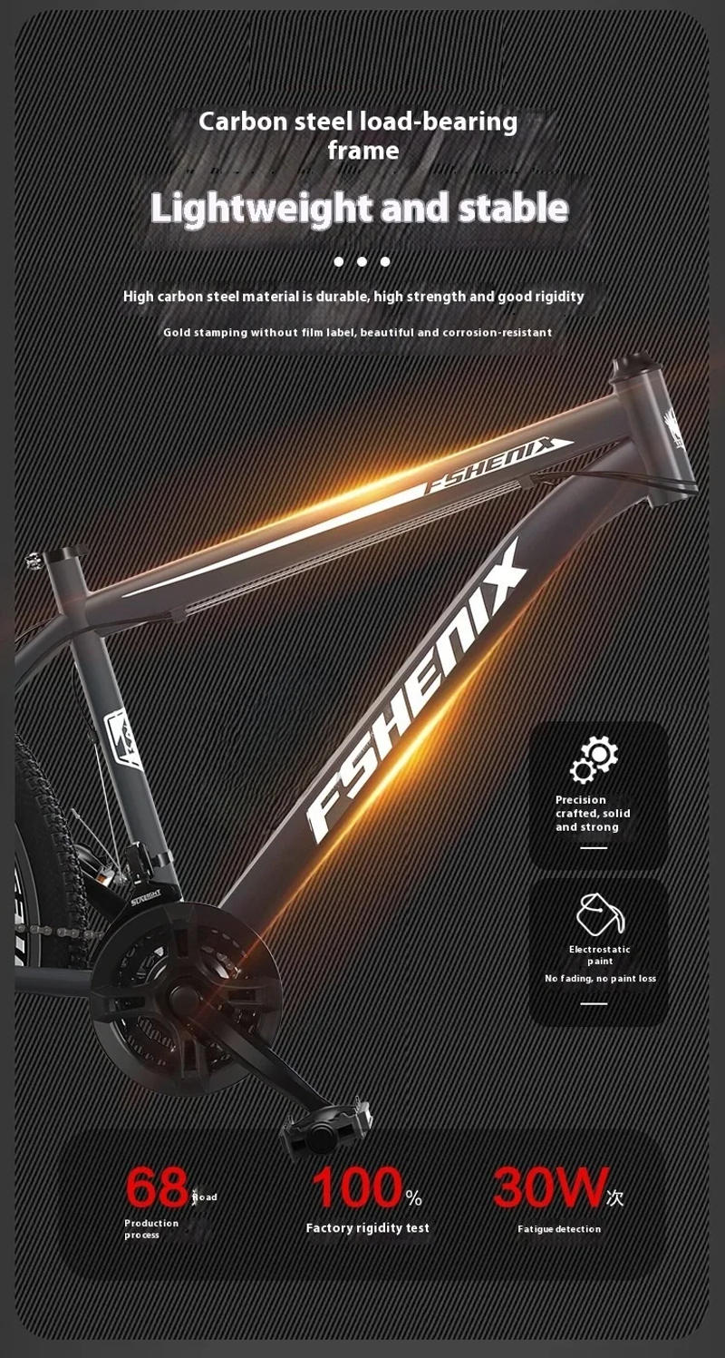 Description Picture 4 of item24/26Inch Mountain Bike Geared Bicycle Shock Absorption Front and Rear Double Disc Brake Geared Bicycle Bicycle 21Speed Bike