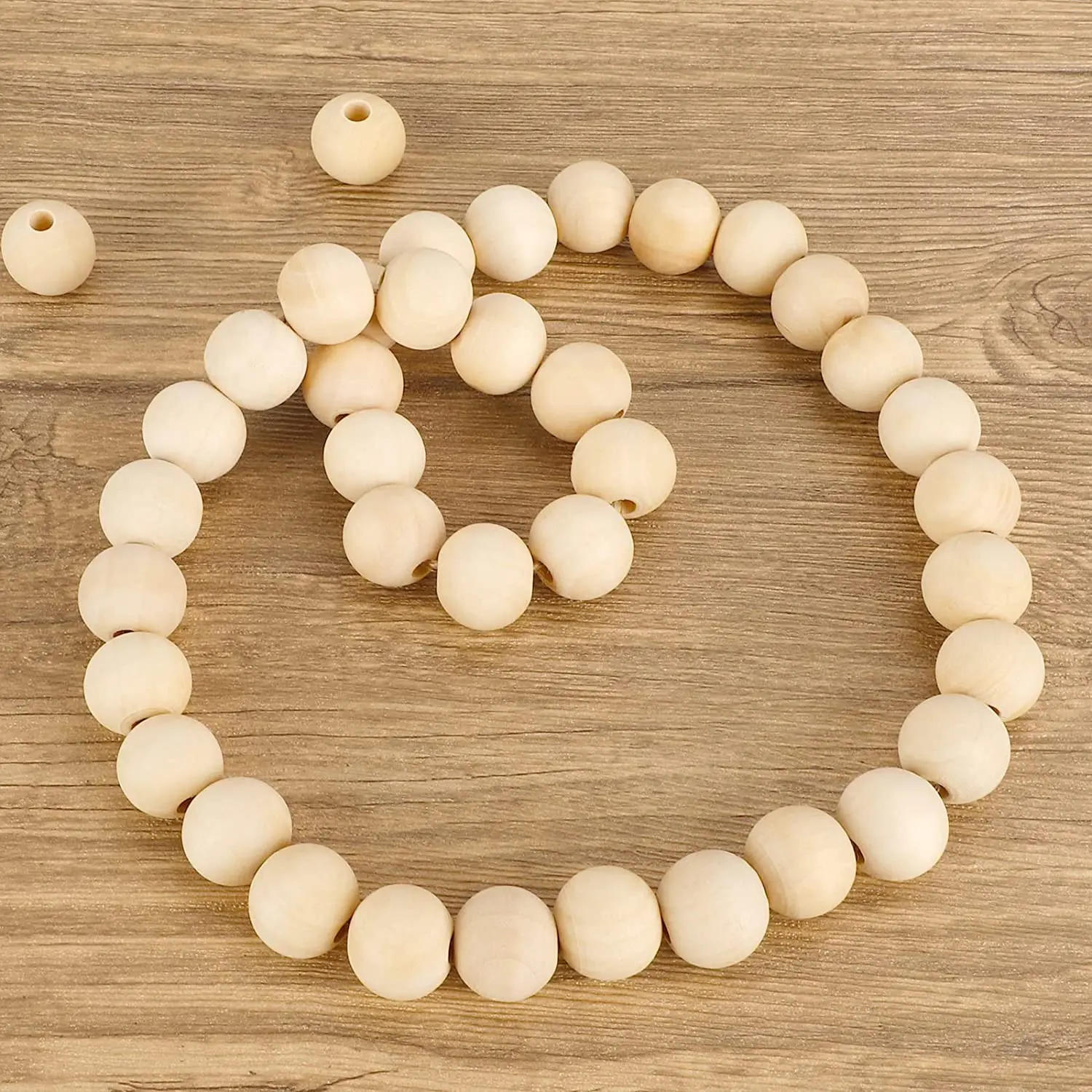 Description Picture 6 of itemWood Beads Natural Round Wooden Loose Beads Wood Spacer Beads for Craft Making Decorations and DIY Crafts 6/8/12/14/18/20/25/30