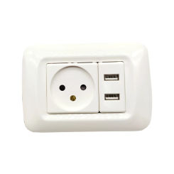 Israel Household standard Power Plug Wall Socket With 2USB Outputs Ports Socket 118mm * 80mm White Flame Retardant Panel