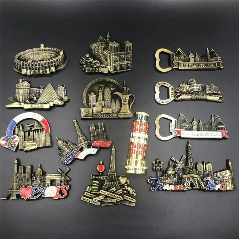 Description Picture 2 of itemUnited Kingdom Italy Rome Notre Dame De Paris France United States Qatar Metal Magnetic Fridge Magnet Pizza Leaning Tower магнит