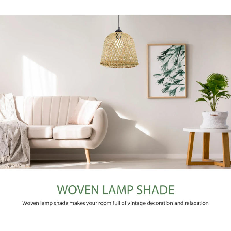 Description Picture 6 of itemBoho Bamboo Lamp Shade Vintage Night Stand Floor Light cover Table Lamp Pendant Light universal lamp shade home hotel decoration