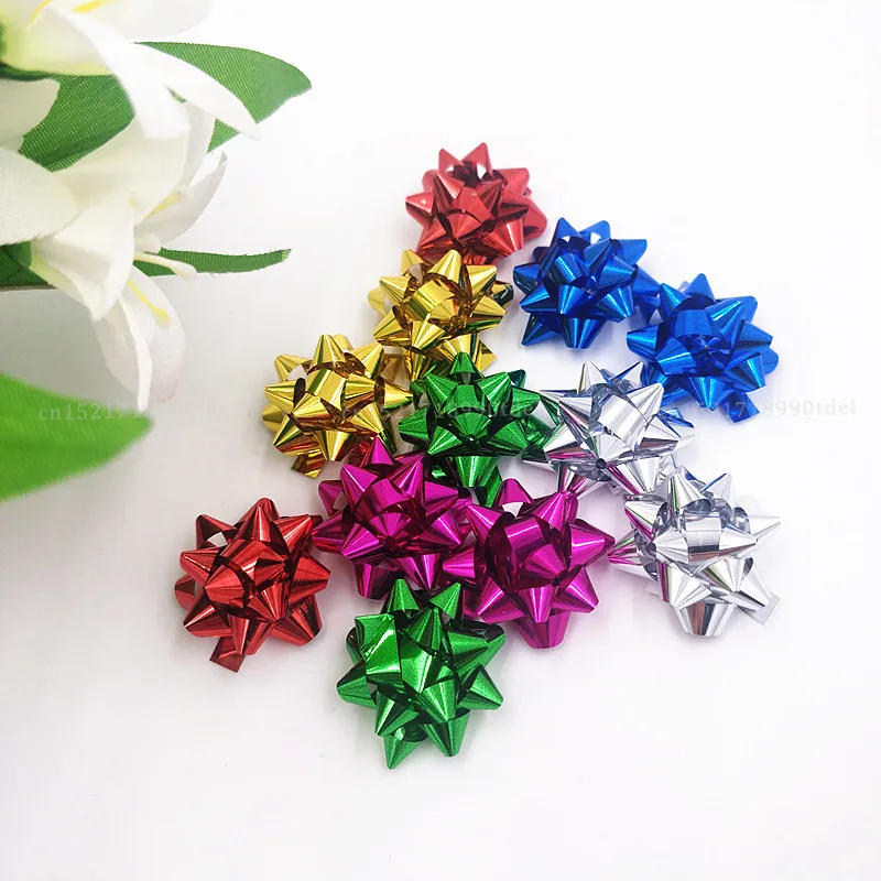 Description Picture 4 of item50pcs/2.5cm Mini Colorful 3D Star Flower Decorations  DIY Self-adhesive Ribbon Bows Paper Gift Wrapping for Christmas Wedding