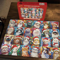 Christmas Advent Calendar Cartoon Cat Puzzles Home Decor Adults Puzzle Games Family Fun Floor Puzzles Educational Toys for Kids