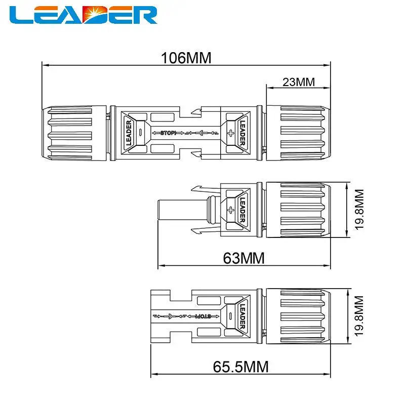Description Picture 3 of itemLEADER SOLAR 5 Pairs 25 Years Guarantee TUV Standard IP67 Pv Solar Connector for Solar Panels and Photovoltaic Systems