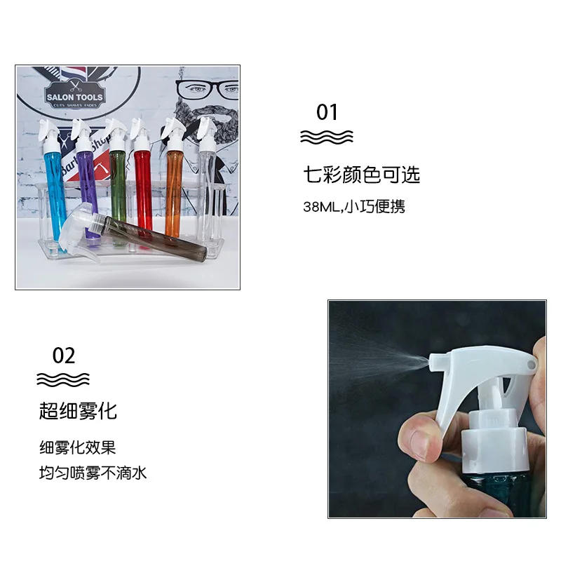 Description Picture 5 of item30ML Mini Transparent Spray Bottle Refillable Plastic Perfume Atomizer Trigger Fine Misting Watering Can Salon Hairdressing Tool