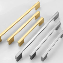 Simple Style Brushed Grey Gold Cabinet Handles Solid Zinc Alloy Kitchen Cupboard Pulls Drawer Knobs Furniture Handle Hardware