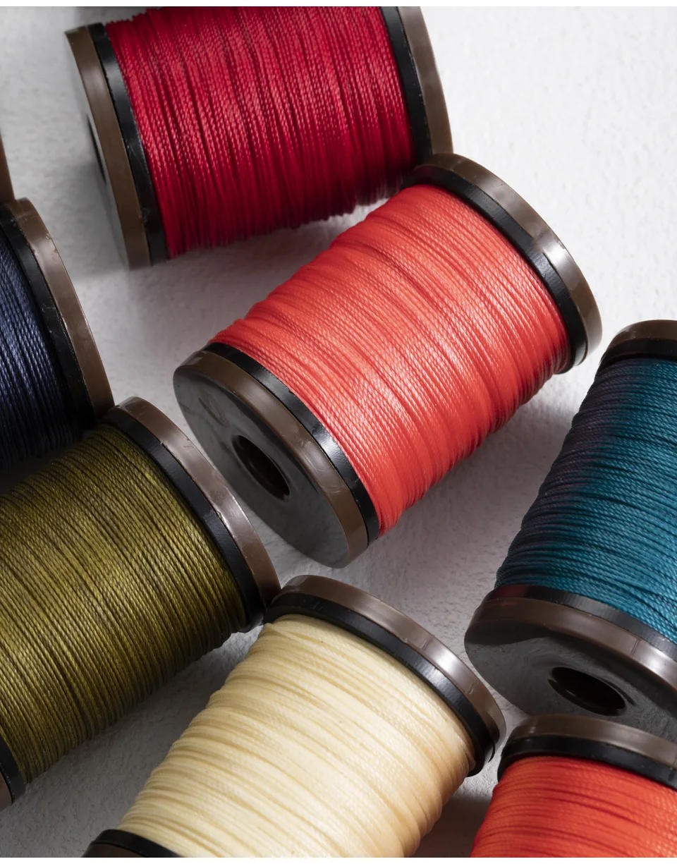 Description Picture 4 of item0.4mm 0.5mm 0.6mm Waxed Polyester Thread Cord Bracelet Wax Coated Twist String for Jewelry Making String Making Leather Sewing