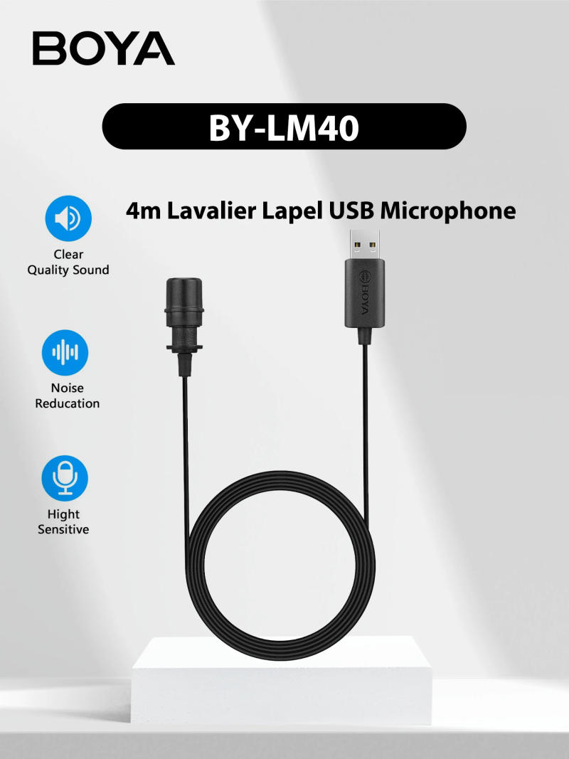 Description Picture 4 of itemBOYA BY-LM40 4m Lavalier Lapel USB Microphone for PC Gaming Laptop Computer Windows Mac Streaming Vlogging Youtube Recording
