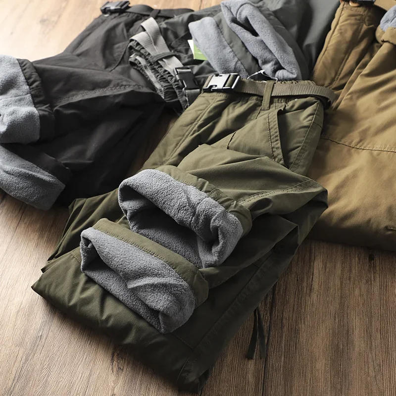 Description Picture 6 of itemTooling Pants Thick Waterproof Fleece Cargo Pants Men Winter Outdoor Climb Multi-pockets Loose Straight Overall Trousers 6XL