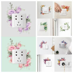 Switch decorative stickers Warm flowers Wall socket light switch Home decor Simple wallpaper wallpaper self-adhesive waterproof