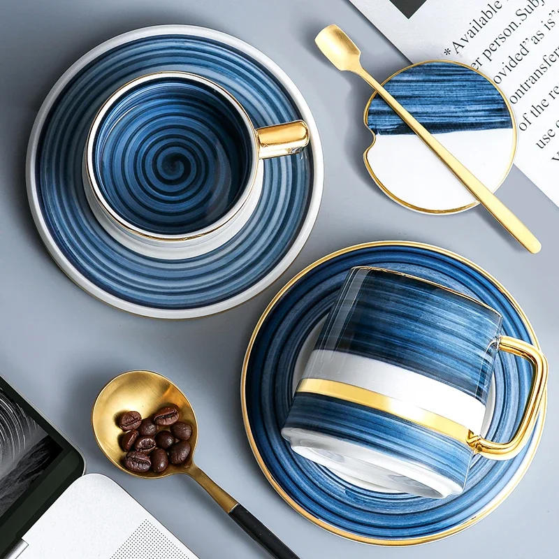 Description Picture 5 of itemNordic Style Coffee Mug Set Ceramic Cup& with Lid and Spoon Home Kitchen Accessories Drinkware