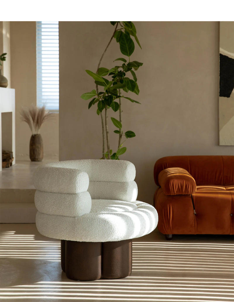 Description Picture 6 of itemJOYLIVE Nordic Small Apartment Net Red Lamb Velvet Fabric Color Matching Single Sofa Chair Simple Modern Single Sofa Furniture