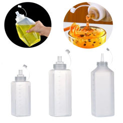 Large Caliber Squeeze Condiment Bottles With On Cap Lids Ketchup Mustard Hot Sauces Olive Oil Bottles Kitchen Accessories