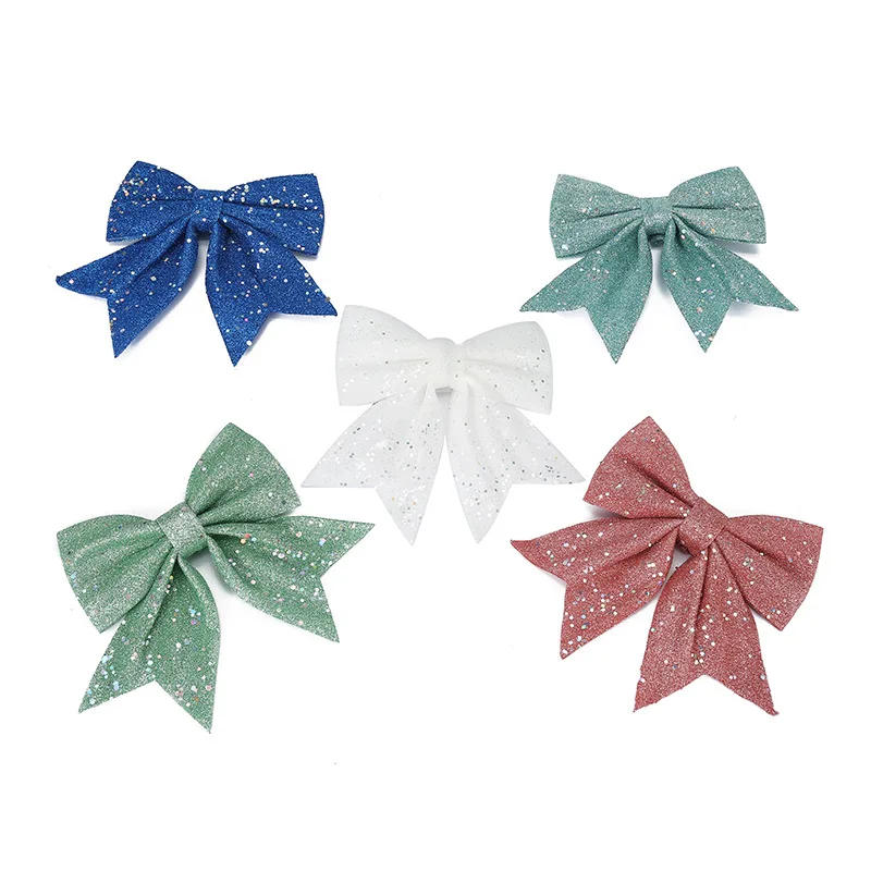 Description Picture 4 of item2023 New Year Sequins Red Yellow Beige Bow Christmas Tree Hanging Ornament Christmas Decoration Supplies новогодние украшения