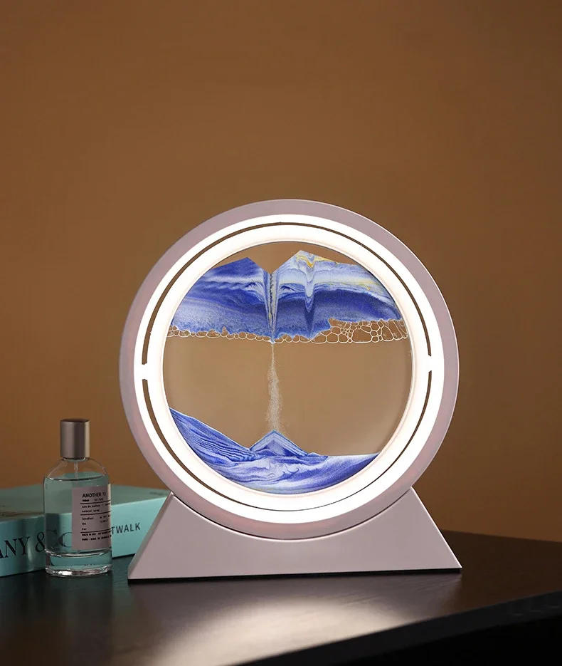 Description Picture 6 of itemQuicksand Table Lamp Sandscape Moving Sand Art LED 3D Hourglass  Night Light USB Flowing Sand Painting Bedside Lamps Home Decor