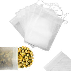 100 Pcs Disposable Tea Bags with Drawstring Non-woven Fabric Tea Infuser Bags Empty Tea Infuser Bag Kitchen Accessories