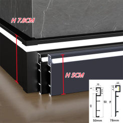 0.5/1M/Pcs 50mm 78mm LED Aluminium Profile Baseboard Hard Bar Strip Light Suface Mounted Metal Wall Skirting Channel Linear Lamp