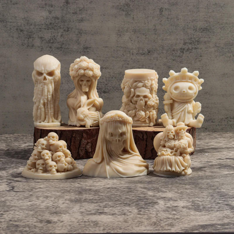 Description Picture 5 of itemNew Skull Series Silicone Candle Mold DIY Halloween Skull Sculpture Crafts Plaster Epoxy Resin Casting Tool Holiday Decor Gifts