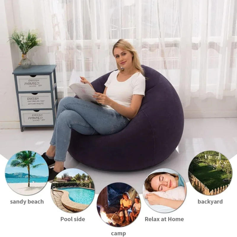 Description Picture 2 of itemLarge Lazy Inflatable Sofa Chairs PVC Lounger Seat Bean Bag Sofas Pouf Puff Couch Tatami Living Room Supply