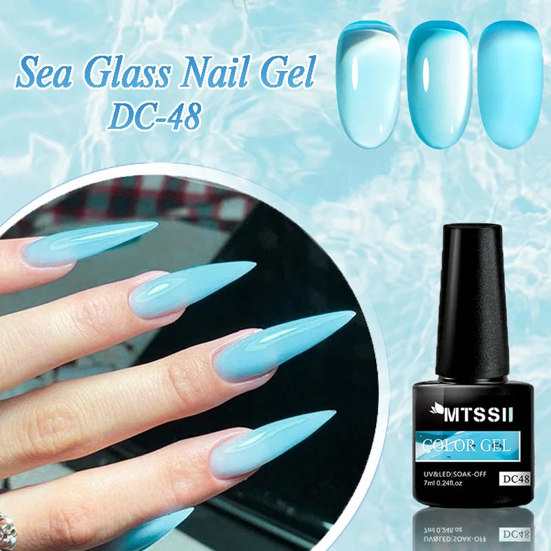 Description Picture 5 of itemMtssii 6PCS/Set Blue Nail Polish Gel Set Sequins Semi Permanent Base Matte Top Coat Soak Off LED UV Nail Art Gel Varnish Kit