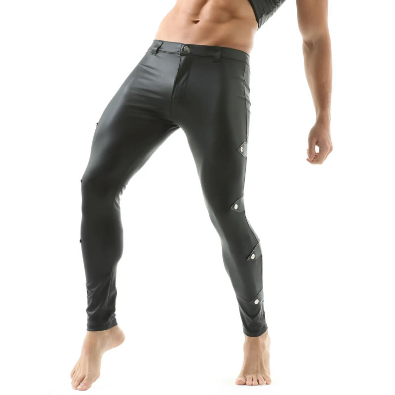 Description Picture 5 of itemSexy Men's PU Leather Legging Trousers Fashion Skinny Faux Leather Long Pants Trousers Nightclub Party Wear Tights Men Clothing