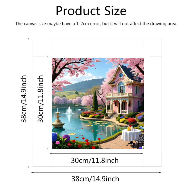 Description Picture 4 of itemEvershine House Painting By Numbers Landscape No Frame Lake Pictures By Numbers Canvas Handpainted Coloring Draw Craft DIY Gift