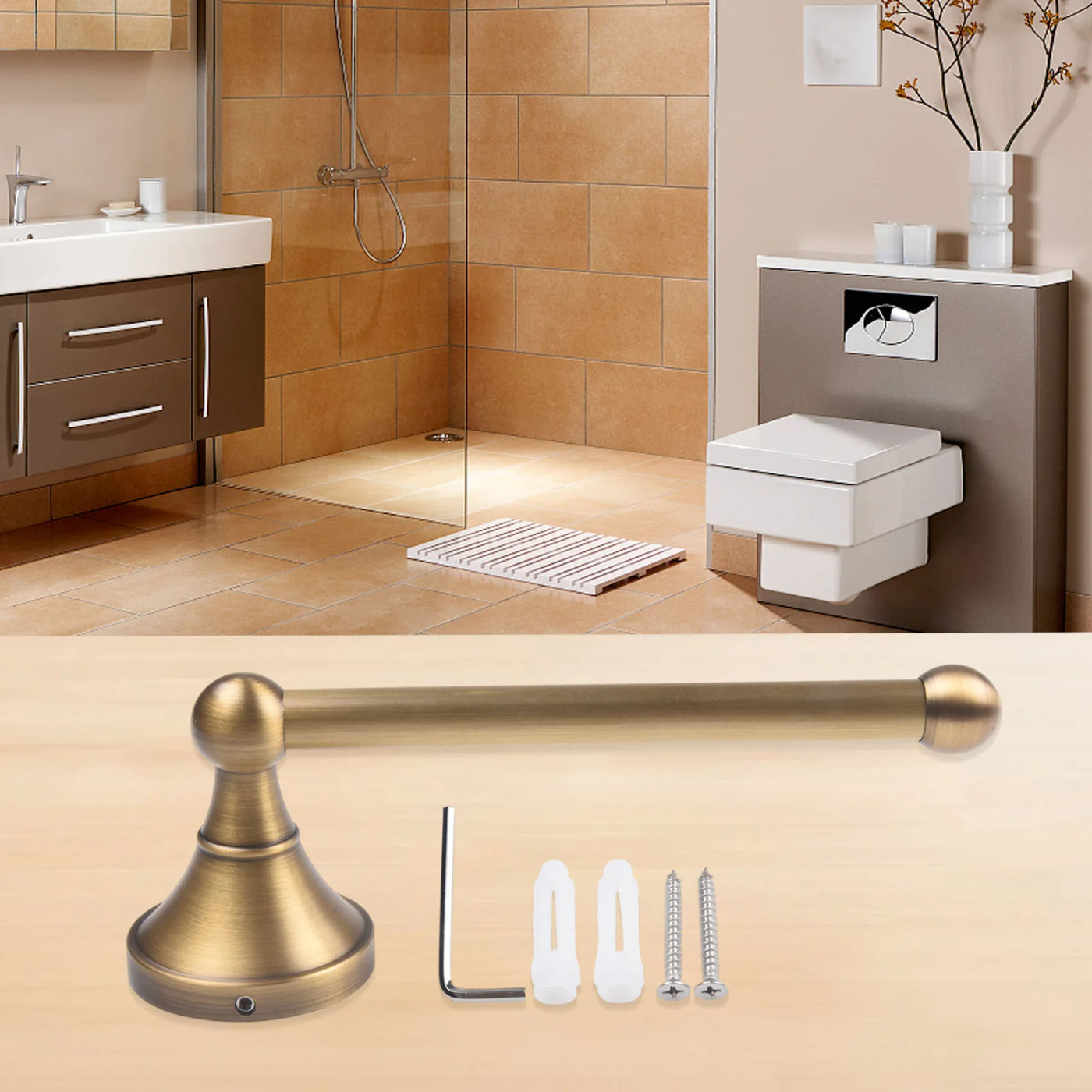 Description Picture 5 of itemPaper Holder Toilet Paper Holder 18.3*7cm Bathroom Solid Brass Material Wall Mounted Wall Mounted Installation