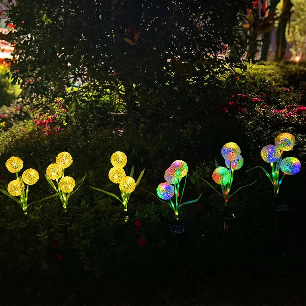 Description Picture 6 of itemSolar LED Onion Head Lawn Lamp Outdoor Ground Plug Lamp 3Heads Onion Head Lamp Garden Park Holiday Decoration Atmosphere Lights