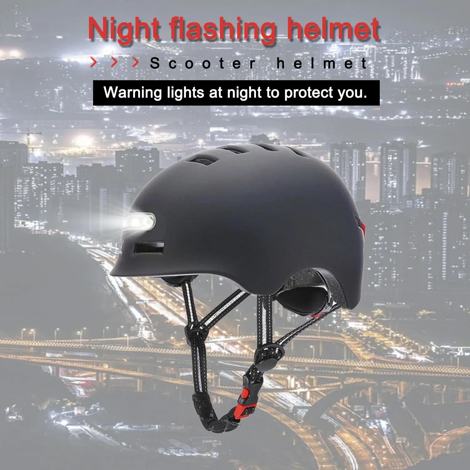 Description Picture 6 of itemAdult Bike Helmet for Bicycle Cycling Biking Skating Skateboard Helmet with Integrated LED Headlights and Lightweight Taillight