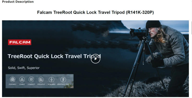 Description Picture 2 of itemFalcam TreeRoot F38 Pro 61" Quick Lock Travel Tripod Carbon Fiber Stand Tripod for Digitais/Camcorder/Cameras/Filmmakers/Filming