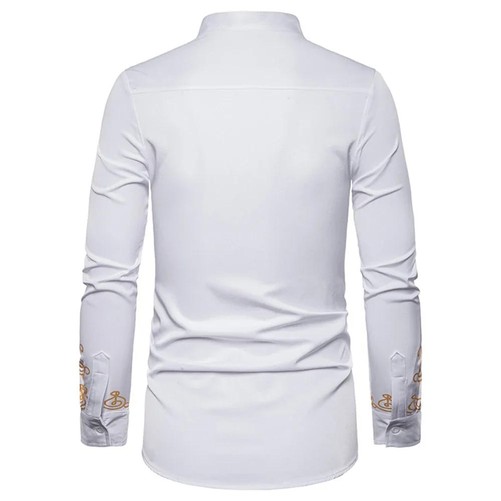 Description Picture 6 of itemMens Stylish African Bronzed Printed Shirt Printed Totem Long Shirt African Wind Shirt