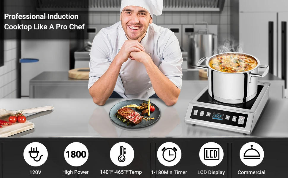 Description Picture 2 of itemInduction Cooktop Commercial, Professional Portable Induction Burner, 1800W Countertop Stove Burner with ETL-Certified Induction