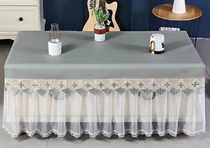 Description Picture 4 of itemlace Tea table cover Oil resistant waterproof household living room tablecloth Split hanging gauze tablecloth