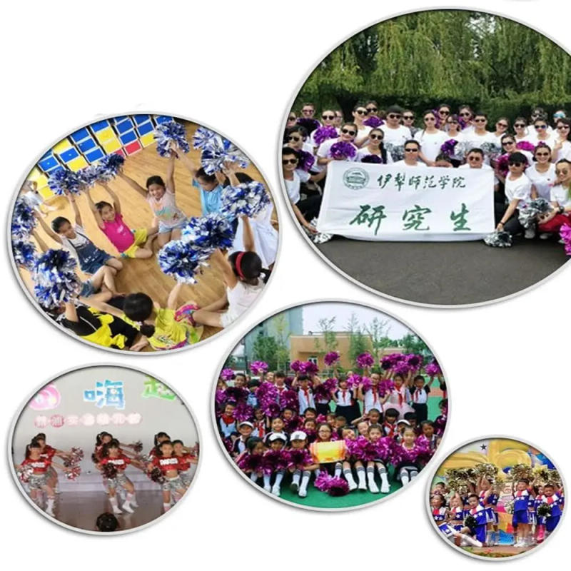 Description Picture 6 of item28cm Cheerleading Pom Poms Sports Cheer Balls Gold Yellow Pink Red Green Blue for Hand Dance Women Girl Kids Pompoms Accessories