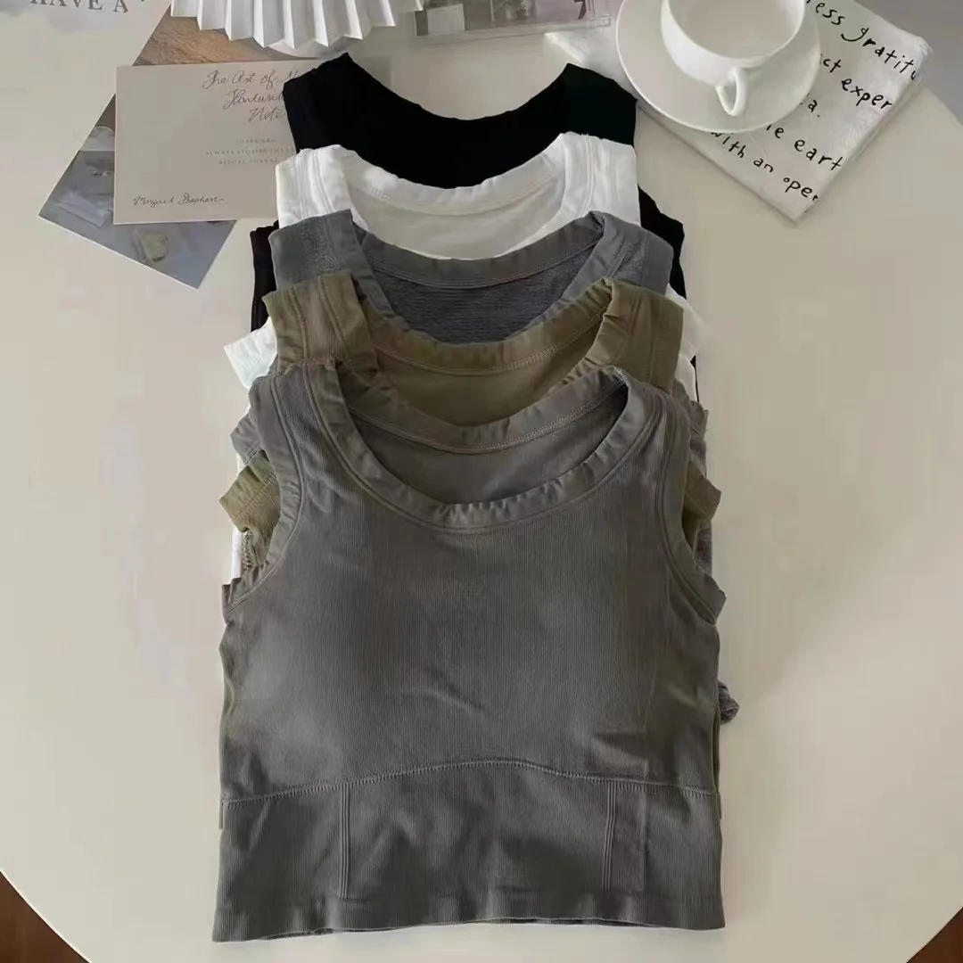 Description Picture 4 of itemOne-piece Bra Vest Seamless Underwear with Pads Sexy Push Up Bras Top Female Brassiere Lingerie Camisole with Chest Pad Crop Top